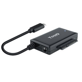 Tooq Adaptador USB 3.0 USB-C a SATA para Discos Duros de 2.5" y 3.5" con Alimentador - Negro